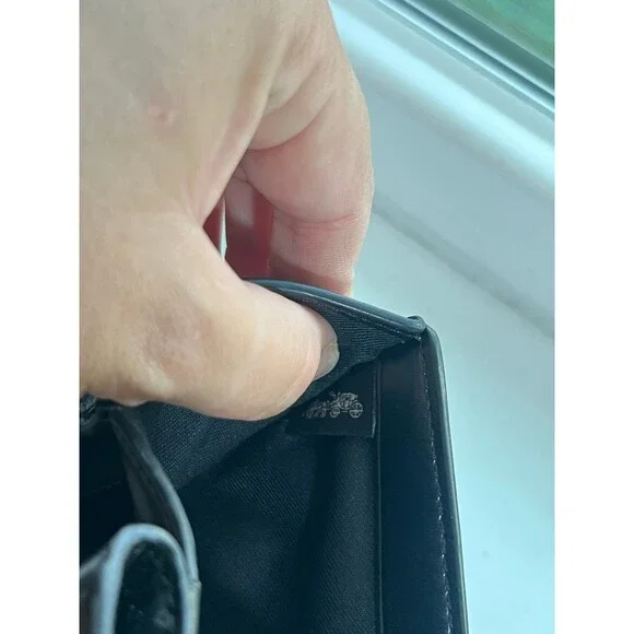 Coach F23553 Signature Monogram Medium Corner Zip Wallet in Black and Gray - Picture 10 of 12